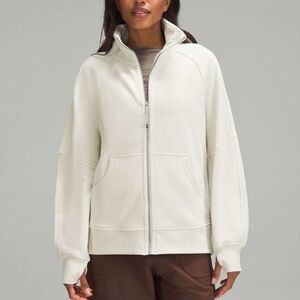 Lululemon Scuba Oversized Funnel-Neck Full Zip Long in Bone